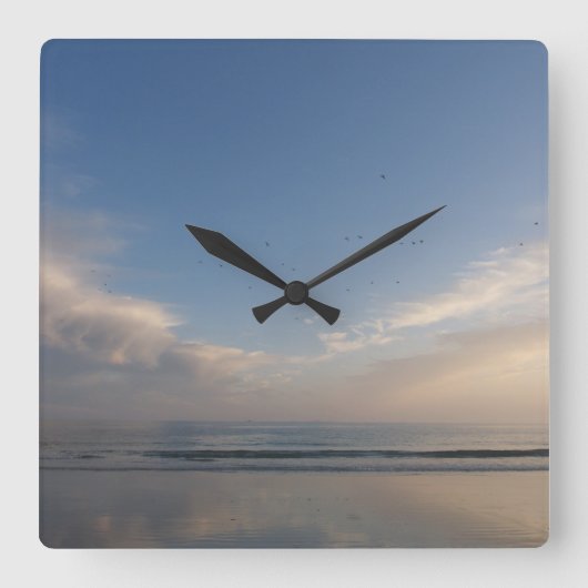 horloge plage crépuscule スクエア壁時計 (正面)