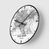 Horloge Ronde Addis Ababa Clock City Line Art ラウンド壁時計 (傾斜)