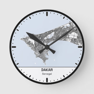 Horloge Ronde Dakar Clock City Line Art ラウンド壁時計