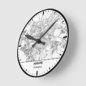 Horloge Ronde Harare Clock City Line Art ラウンド壁時計 (傾斜)