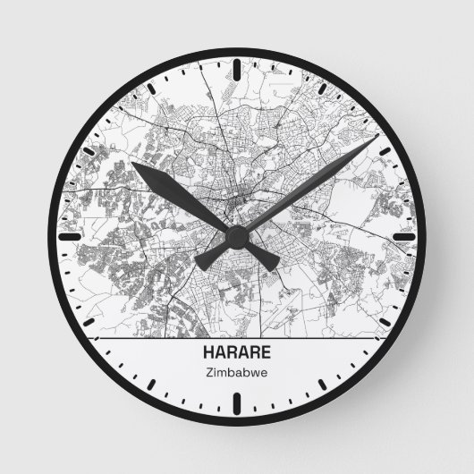 Horloge Ronde Harare Clock City Line Art ラウンド壁時計 (正面)