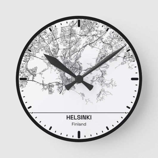 Horloge Ronde Helsinki Clock City Line Art ラウンド壁時計 (正面)