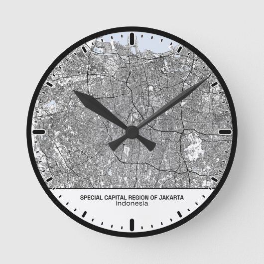 Horloge Ronde Jakarta Clock City Line Art ラウンド壁時計 (正面)