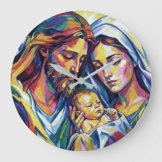 Horloge Ronde Jésus Marie et Joseph ラージ壁時計