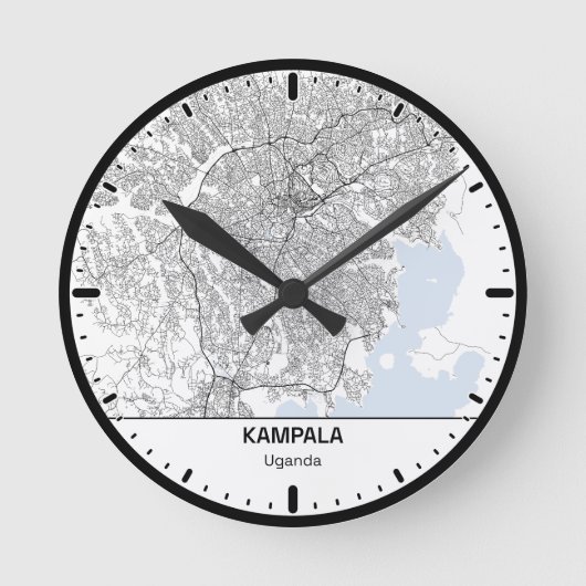 Horloge Ronde Kampala Clock City Line Art ラウンド壁時計 (正面)