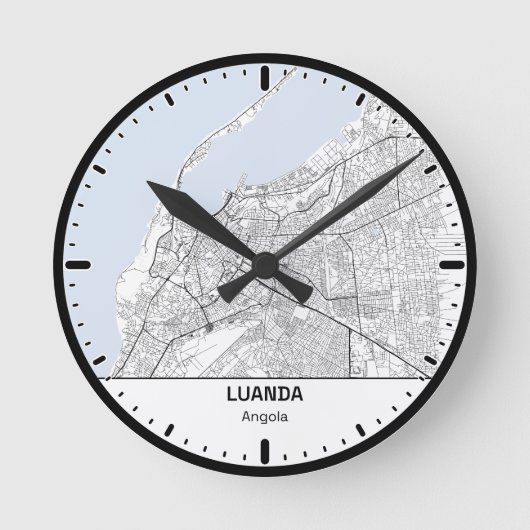 Horloge Ronde Luanda Clock City Line Art ラウンド壁時計 (正面)
