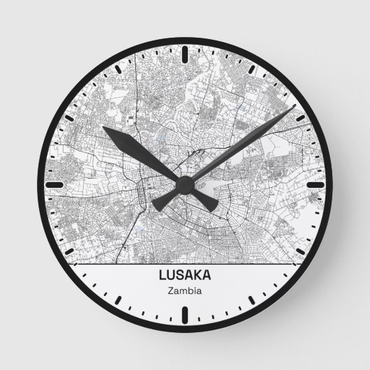 Horloge Ronde Lusaka Clock City Line Art ラウンド壁時計 (正面)