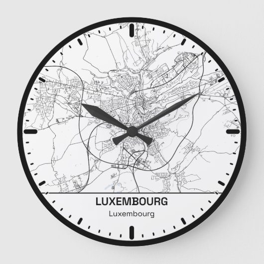 Horloge Ronde Luxembourg Clock City Line Art ラージ壁時計 (正面)