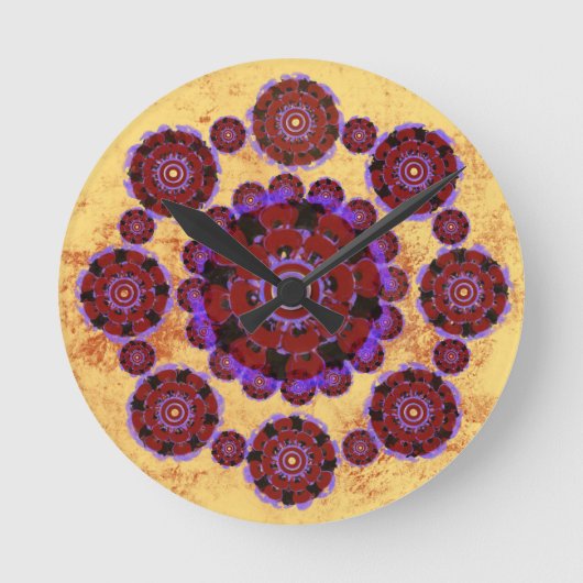 Horloge Ronde Motif fleuri mandala ラウンド壁時計 (正面)