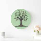 🌳 Horloge Ronde Murale Arbre de Vie Vert Pâle ラージ壁時計 (ホーム)