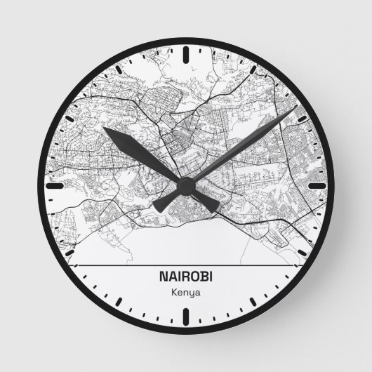 Horloge Ronde Nairobi Clock City Line Art ラウンド壁時計 (正面)
