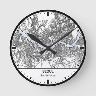Horloge Ronde Seoul Clock City Line Art ラウンド壁時計