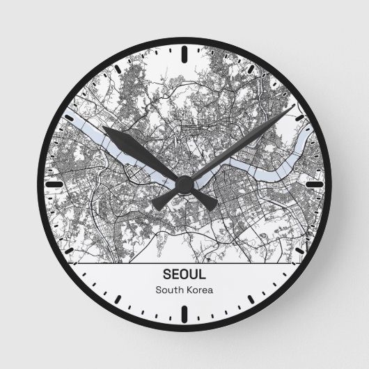 Horloge Ronde Seoul Clock City Line Art ラウンド壁時計 (正面)