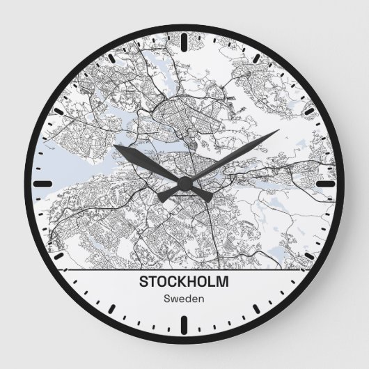 Horloge Ronde Stockholm Clock City Line Art ラージ壁時計 (正面)
