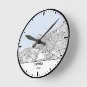 Horloge Ronde Tripoli Clock City Line Art ラウンド壁時計 (傾斜)