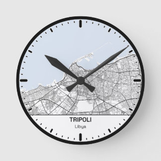 Horloge Ronde Tripoli Clock City Line Art ラウンド壁時計