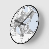 Horloge Ronde Tunis Clock City Line Art ラウンド壁時計 (傾斜)