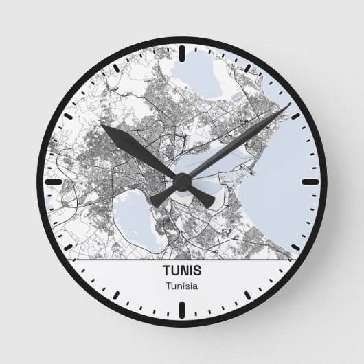 Horloge Ronde Tunis Clock City Line Art ラウンド壁時計 (正面)