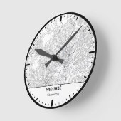 Horloge Ronde Yaounde Clock City Line Art ラウンド壁時計 (傾斜)