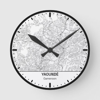 Horloge Ronde Yaounde Clock City Line Art ラウンド壁時計