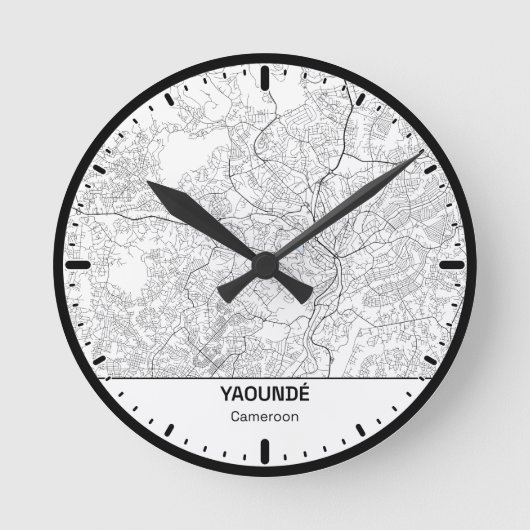 Horloge Ronde Yaounde Clock City Line Art ラウンド壁時計 (正面)