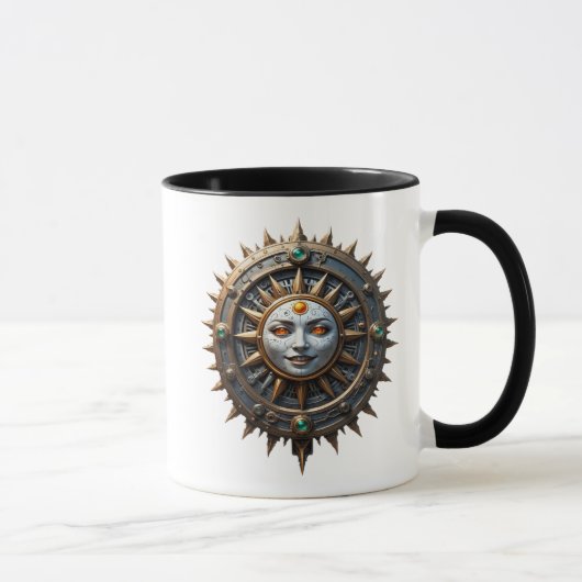 Horloge solaire steampunk visage mystique. マグカップ (右)