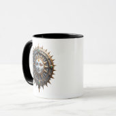 Horloge solaire steampunk visage mystique. マグカップ (正面左)