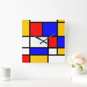 Horloge style Mondrian スクエア壁時計 (ホーム)