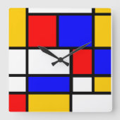Horloge style Mondrian スクエア壁時計 (正面)