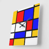 Horloge style Mondrian スクエア壁時計 (傾斜)
