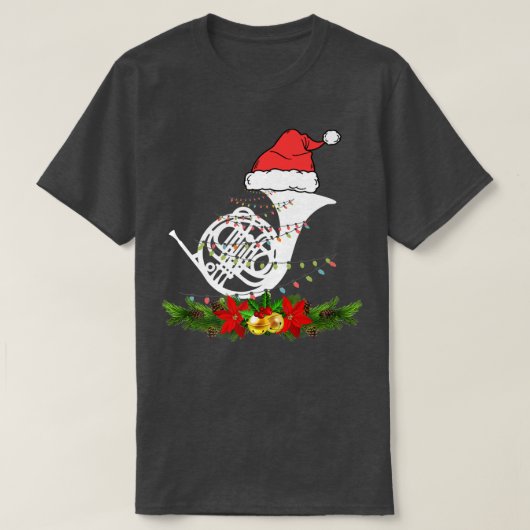 Horn Christmas Pajamas Music Instrument  Tシャツ (デザイン正面)