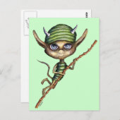 Horned Elf on Bamboo Branch ポストカード (正面/裏面)