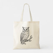 Horned Owl on Branch Line Art トートバッグ (裏面)