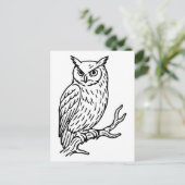 Horned Owl on Branch Line Art ポストカード (スタンド正面)