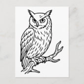 Horned Owl on Branch Line Art ポストカード (正面)