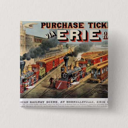 Hornellsvilleのアメリカの鉄道場面 缶バッジ (正面)