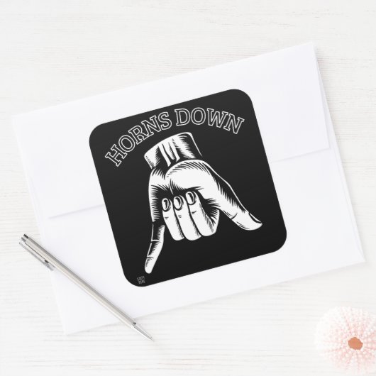 "HORNS DOWN" funny      スクエアシール (封筒)