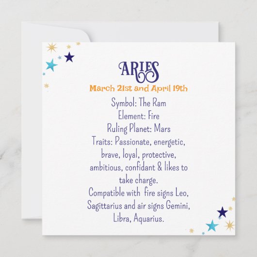 Horoscope Sign Aries | Astrology Tratis (裏面)