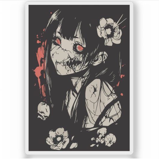 Horror anime girl  シール (正面)