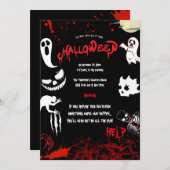 Horror Blood & Bats Halloween Party  招待状 (正面/裏面)