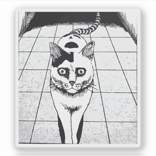 Horror cat anime art シール (正面)