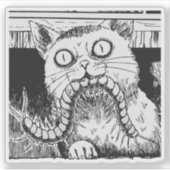Horror cat anime art シール (正面)