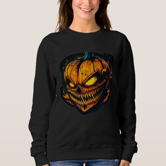 Horror Evil Pumpkin Nightmare Scary Terrifying Hal スウェットシャツ (正面)