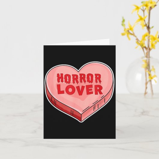 Horror Lover Candy Heart Valentines Day Halloween  カード (黄色い花)
