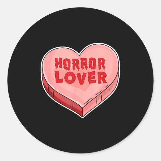 Horror Lover Candy Heart Valentines Day Halloween  ラウンドシール (正面)