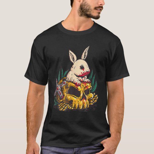 Horror Movie Apparel For Men Killer Rabbit Bad Bun Tシャツ (正面)