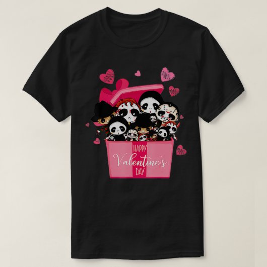 Horror Movie Character Chibi With Heart Love Valen Tシャツ (デザイン正面)