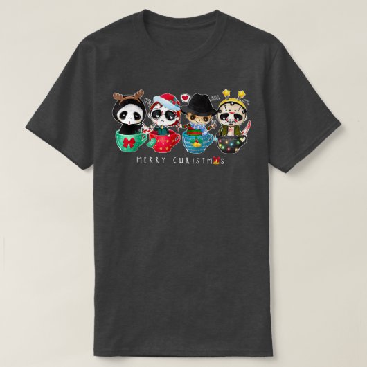 Horror Movie Merry Christmas Chibi Characters Cute Tシャツ (デザイン正面)