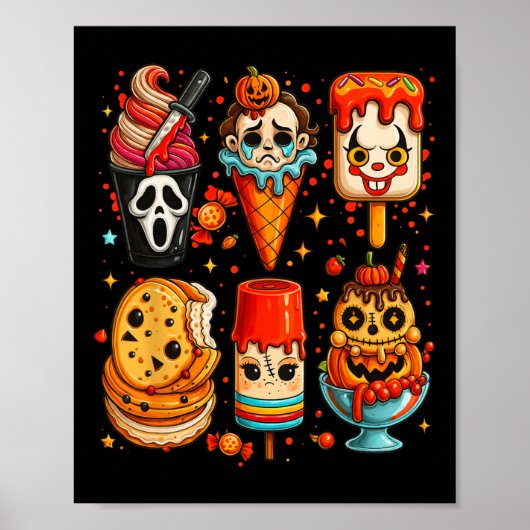 Horror Movie Summer Popsicle Halloween Ice Cream S ポスター (正面)