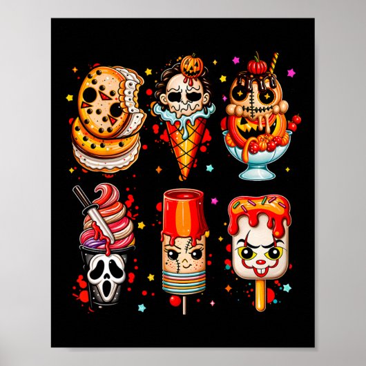 Horror Movies Summer Popsicle Halloween Ice Cream ポスター (正面)